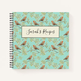 ヴィンテージ色彩の鮮やかロビン鳥模様 ノートブック