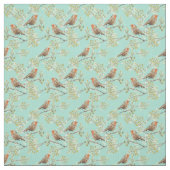 ヴィンテージ色彩の鮮やかロビン鳥模様 ファブリック (見本)