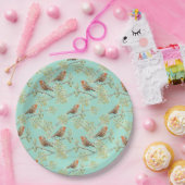 ヴィンテージ色彩の鮮やかロビン鳥模様 ペーパープレート (パーティー)