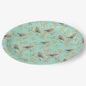 ヴィンテージ色彩の鮮やかロビン鳥模様 ペーパープレート (アングル)