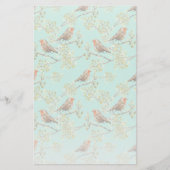 ヴィンテージ色彩の鮮やかロビン鳥模様 便箋 (正面)