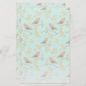 ヴィンテージ色彩の鮮やかロビン鳥模様 便箋 (正面/裏面)