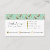 ヴィンテージ色彩の鮮やかロビン鳥模様 名刺 (裏面)