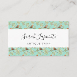 ヴィンテージ色彩の鮮やかロビン鳥模様 名刺