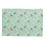 ヴィンテージ色彩の鮮やかロビン鳥模様 枕カバー (裏面)