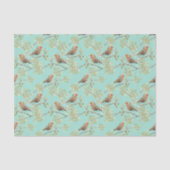 ヴィンテージ色彩の鮮やかロビン鳥模様 薄葉紙 (正面)