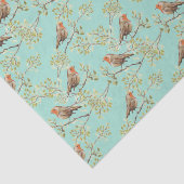 ヴィンテージ色彩の鮮やかロビン鳥模様 薄葉紙 (詳細)