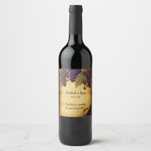 ヴィンテージ色彩の鮮やか手葡萄の年齢と素朴紙 ワインラベル (正面)