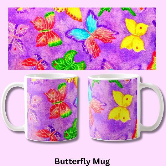 ヴィンテージ色彩の鮮やか蝶の背景 コーヒーマグカップ