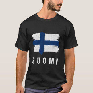 ヴィンテージ色彩の鮮やかSuomiフラッグフィンランド国旗ファンギフト Tシャツ