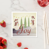 ヴィンテージ色雪だるま スタンダードカクテルナプキン (インサイチュ)