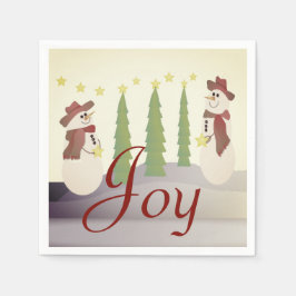 ヴィンテージ色雪だるま スタンダードカクテルナプキン