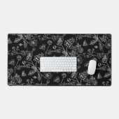 ヴィンテージ色鮮やかな白い花柄 デスクマット (キーボード&マウス)