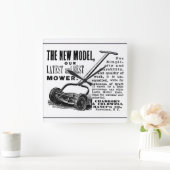 ヴィンテージ芝刈りソフト広告 スクエア壁時計 (ホーム)