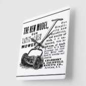 ヴィンテージ芝刈りソフト広告 スクエア壁時計 (傾斜)