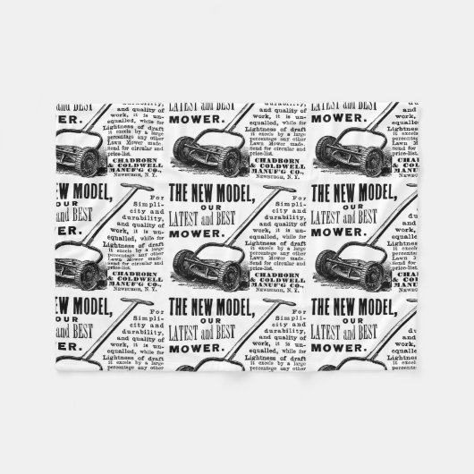 ヴィンテージ芝刈りソフト広告 フリースブランケット (正面(横))