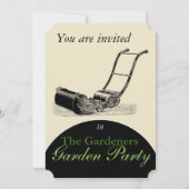 ヴィンテージ芝刈り機ガーデンパーティの招待状 招待状 (正面)