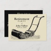 ヴィンテージ芝刈り機リタイアメントパーティの招待状