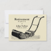ヴィンテージ芝刈機引退パーティー招待状 招待状 (正面)