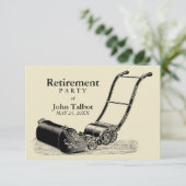 ヴィンテージ芝刈機引退パーティー招待状 招待状 (スタンド正面)