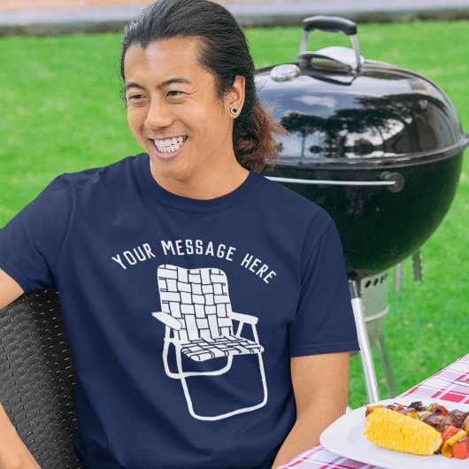 ヴィンテージ芝生チェアカスタムメッセージサマーグラフィック Tシャツ