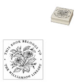 ヴィンテージ花この本は図書館本に属している ラバースタンプ (押印)