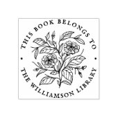 ヴィンテージ花この本は図書館本に属している ラバースタンプ (インプリント)