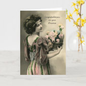 ヴィンテージ花でおめでとうを離婚 カード (黄色い花)