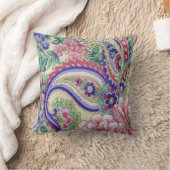 ヴィンテージ花とペイズリー クッション (ブランケット)