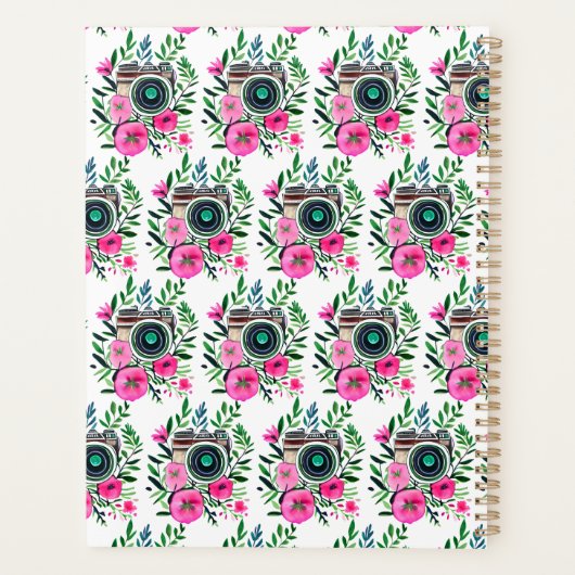 ヴィンテージ花とレトロカメラパーソナライズされた プランナー手帳 (裏面)