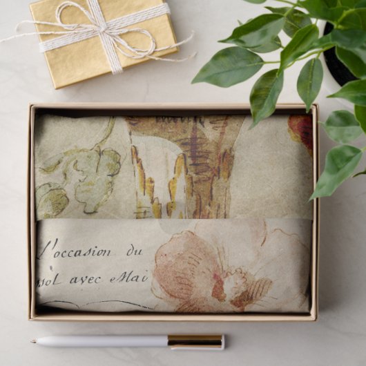 ヴィンテージ花と花器の切り離しティッシュペーパー 薄葉紙 (ギフト)