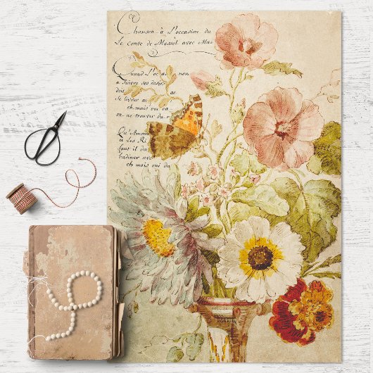 ヴィンテージ花と花器の切り離しティッシュペーパー 薄葉紙