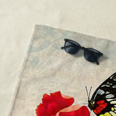 ヴィンテージ花と蝶 ビーチタオル (インサイチュ)