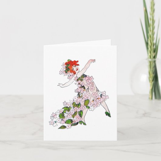 ヴィンテージ花の子供の後ろにアルブトゥス ノートカード (正面)