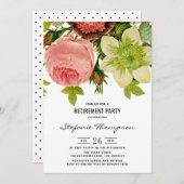 ヴィンテージ花の植物性退職パーティー 招待状 (正面/裏面)