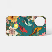 ヴィンテージ花の模様の鳥の植物性モノグラム iPhoneケース (裏面横)