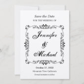 ヴィンテージ花の模様日付を保存結婚する セーブザデート (正面)