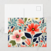 ヴィンテージ花の色はっきりした柄 ポストカード (正面/裏面)