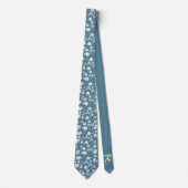 ヴィンテージ花アンティークブルーパーソナライズドイニシャル ネクタイ (正面)