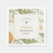 ヴィンテージ花エレガント付き退職パーティー スタンダードカクテルナプキン (正面)