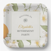 ヴィンテージ花エレガント付き退職パーティー ペーパープレート (正面)
