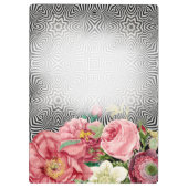 ヴィンテージ花オン白黒名とモノグラム クリップボード (裏面)