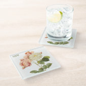 ヴィンテージ花カスタムモノグラムガラスコースター2 ガラスコースター (アングル)