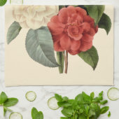 ヴィンテージ花カネリアと水仙レドゥート キッチンタオル (折り畳み)