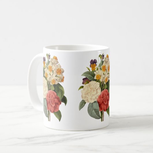 ヴィンテージ花カネリアと水仙レドゥート コーヒーマグカップ (正面左)