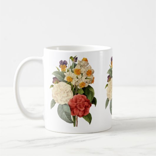 ヴィンテージ花カネリアと水仙レドゥート コーヒーマグカップ (左)