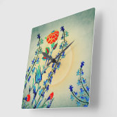 ヴィンテージ花カーネーションチューリップ スクエア壁時計 (傾斜)