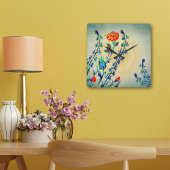 ヴィンテージ花カーネーションチューリップ スクエア壁時計