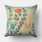 ヴィンテージ花カーネーションモノグラムのチューリップ アウトドアクッション (正面)