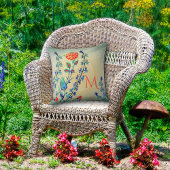 ヴィンテージ花カーネーションモノグラムのチューリップ アウトドアクッション